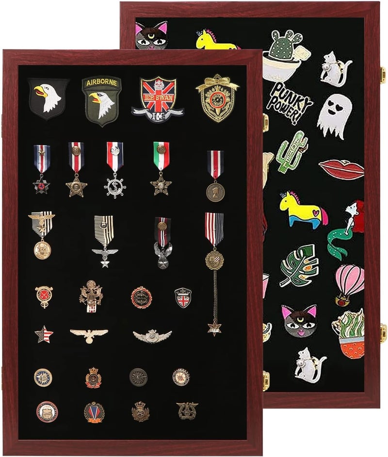 VERANI Pin Display Case 16x25 Pin Collection Display Box Military Medal Display Frame with Uv Protection Acrylic Door for Beach Tags Jewelry Insignia Ribbons Patches Insignia Ribbons Sport Pins - Image 1